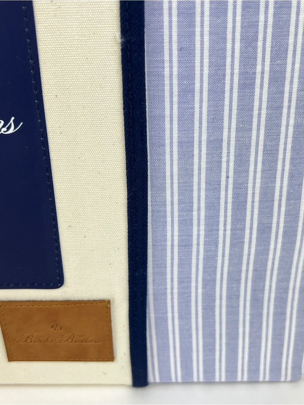 4 Pc Brooks Brothers Queen Sheet Set Blue White Striped Cotton Yarn Dyed NEW